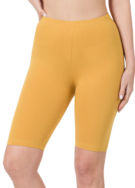 Women Cotton High Waist Active Bike Short Leggings - 10" Length