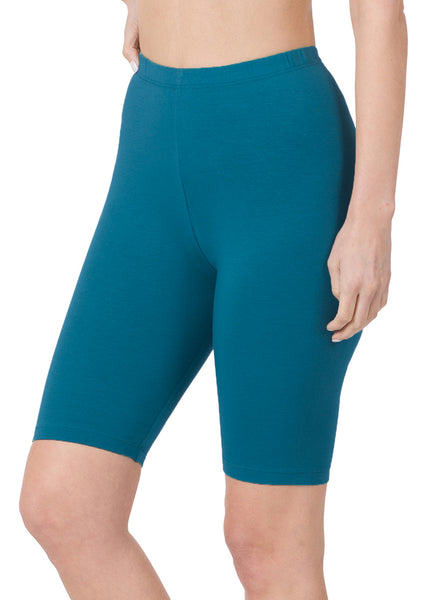 Women Cotton High Waist Active Bike Short Leggings - 10" Length