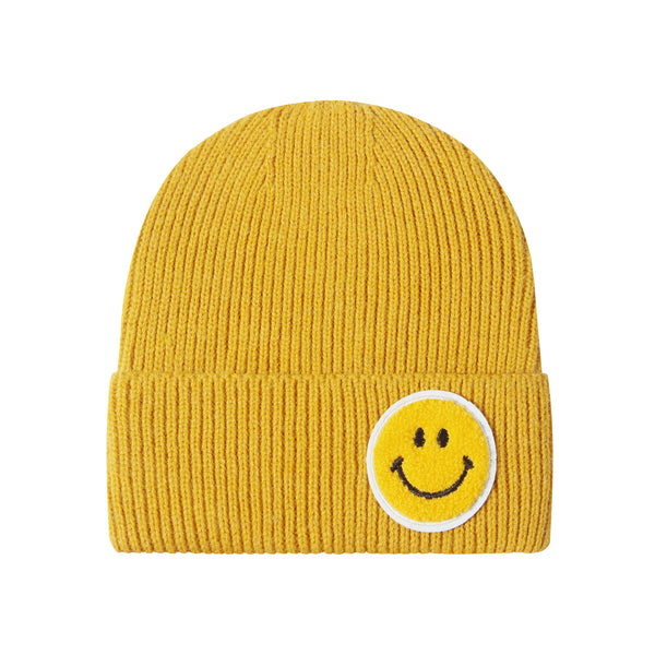 Casual Pastel Tones Yellow Smile Happy Face Beanie