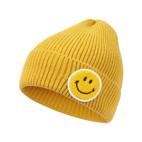 Casual Pastel Tones Yellow Smile Happy Face Beanie