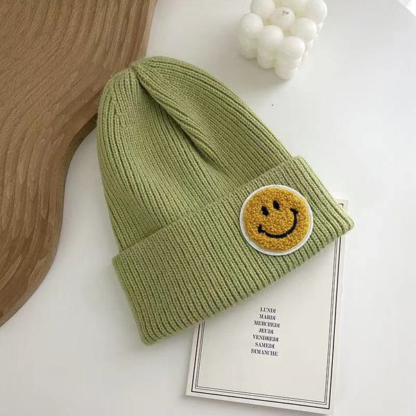 Casual Pastel Tones Yellow Smile Happy Face Beanie