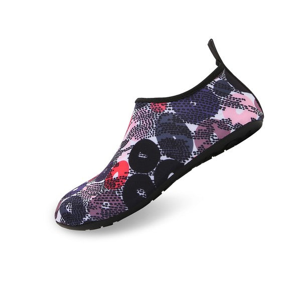 Men and Women a Slip On Barefoot Quick-Dry Beach Aqua Yoga Water Shoes (Pebble/Navy Red)