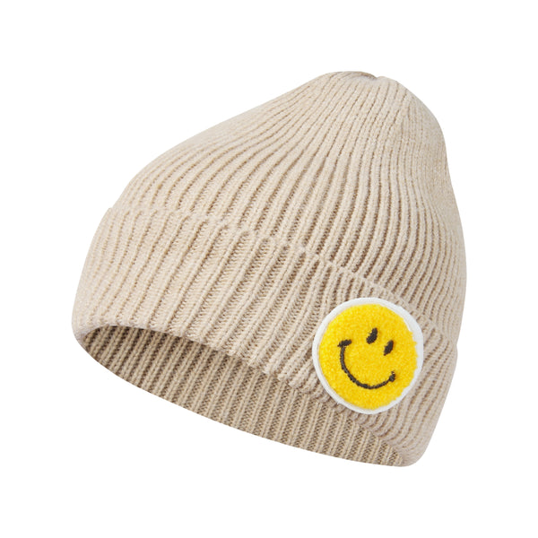 Casual Pastel Tones Yellow Smile Happy Face Beanie