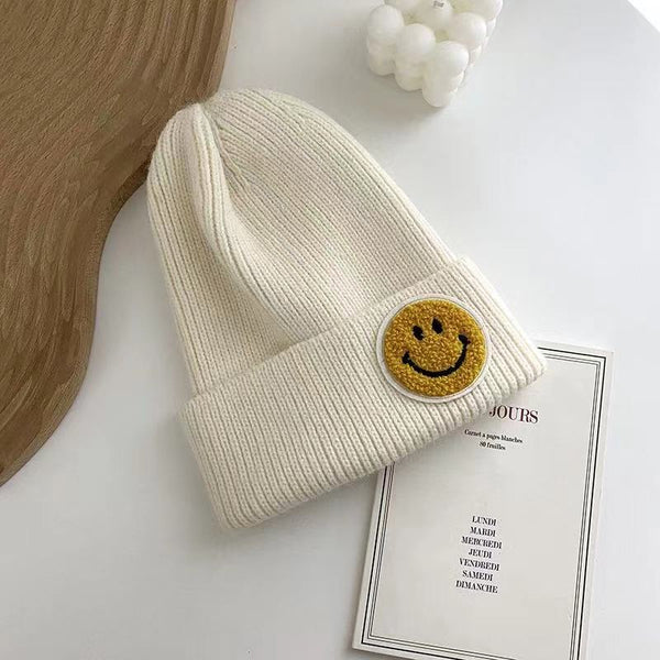 Casual Pastel Tones Yellow Smile Happy Face Beanie