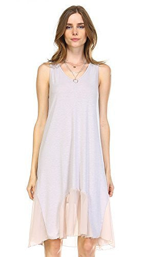 Women's Flare Tank Full Slip Dress with Sheer Scoop Bottom - Shop Lev