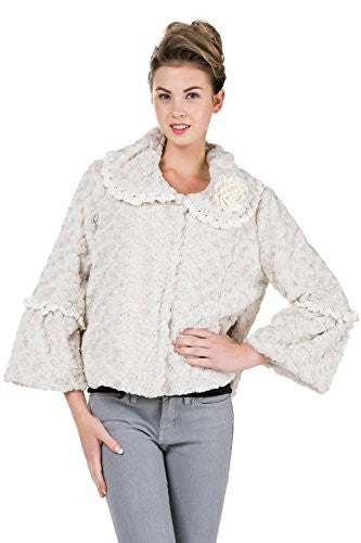 Women's Faux Fur Rosette Jacket with Handmade Corsage - Shop Lev