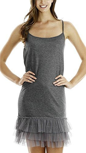 Women's full slip dress with three tiered mesh bottom - Shop Lev
