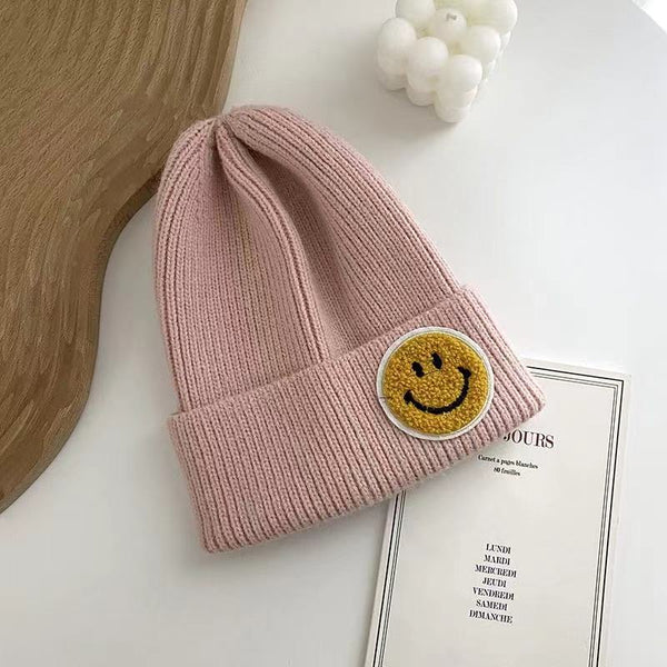 Casual Pastel Tones Yellow Smile Happy Face Beanie