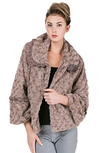 Women's Faux Fur Rosette Jacket with Handmade Corsage - Shop Lev