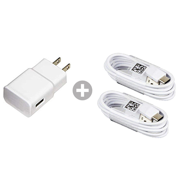 2 pack 4 ft USB 2.0 to C-type Charging Cable and Charging Adapter Combo Pack