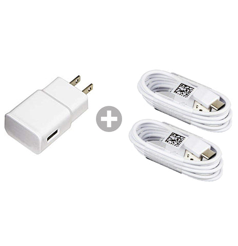 2 pack 4 ft USB 2.0 to C-type Charging Cable and Charging Adapter Combo Pack