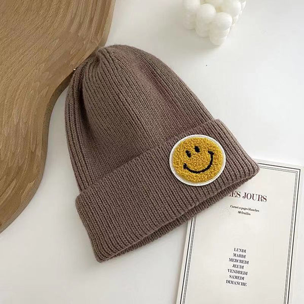 Casual Pastel Tones Yellow Smile Happy Face Beanie
