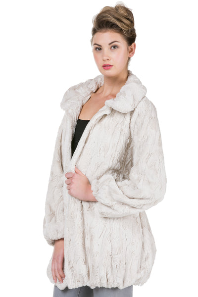 Women's Faux Fur Jacket with Faux Leather Belt - Shop Lev