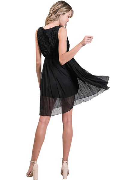Flower embellished highwaist chiffon dress - Shop Lev