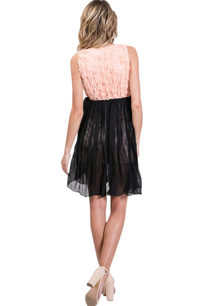 Flower embellished highwaist chiffon dress - Shop Lev