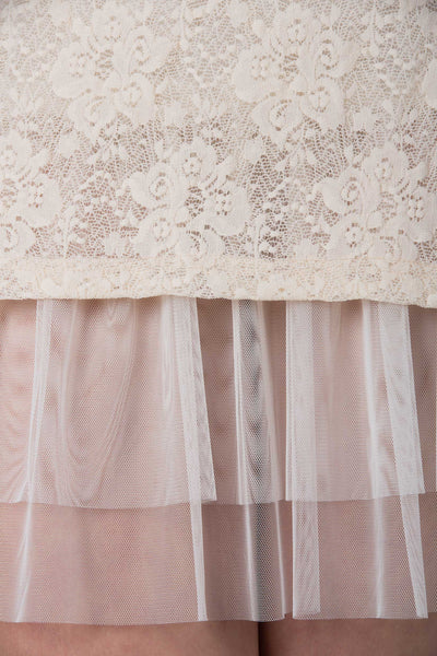 Lace Short Sleeve Dress with Mesh Slip - Shop Lev