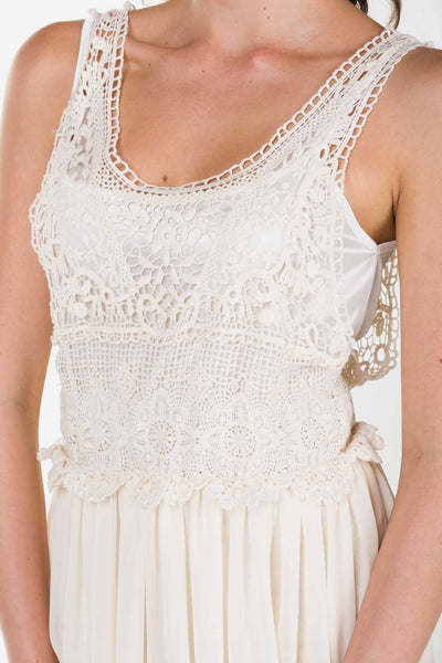 Women's See-through Cotton Lace Top with Midi Skirt Dress - Shop Lev