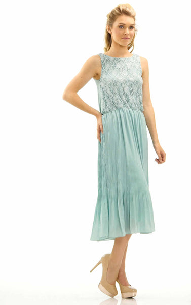 Women's Lace Top with Pleated Skirt Midi Dress - Shop Lev