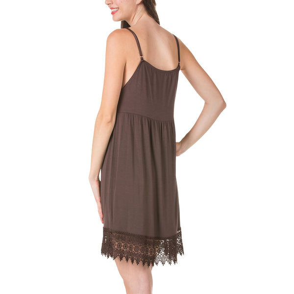 Modal Flare Lace Trim Slip Dress with Adjustable Straps - Shop Lev