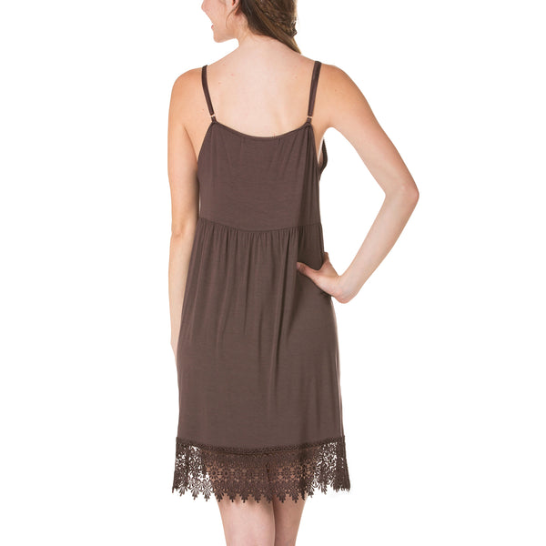 Modal Flare Lace Trim Slip Dress with Adjustable Straps - Shop Lev