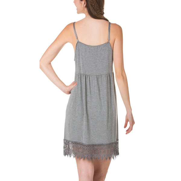 Modal Flare Lace Trim Slip Dress with Adjustable Straps - Shop Lev