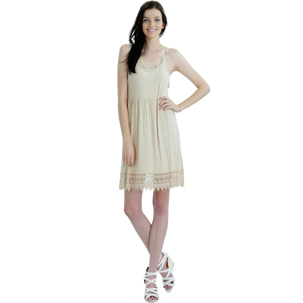 Modal Flare Lace Trim Slip Dress with Adjustable Straps - Shop Lev