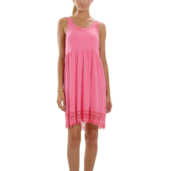 Modal Flare Lace Trim Slip Dress with Adjustable Straps - Shop Lev