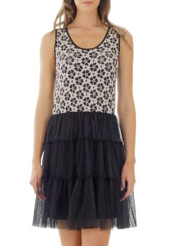 Flower Short Slip Dress with Mesh Bottom - Shop Lev