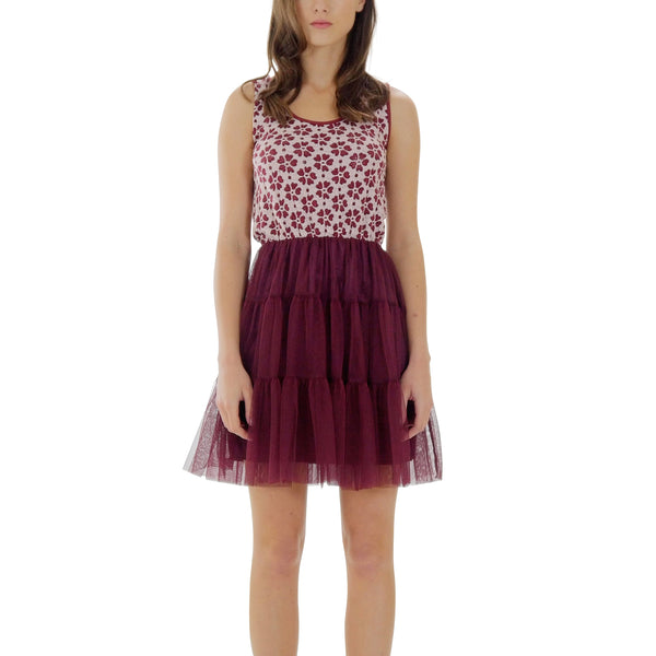 Flower Short Slip Dress with Mesh Bottom - Shop Lev