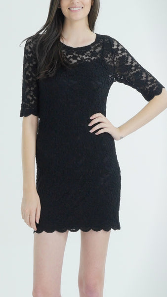 Sheer Lace Bodycon Quarter Sleeve Tunic Dress - Shop Lev