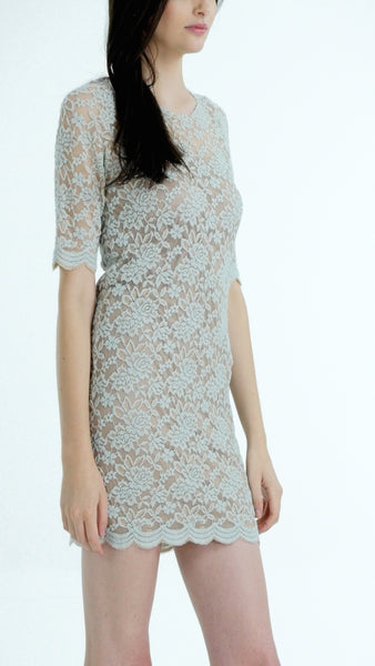 Sheer Lace Bodycon Quarter Sleeve Tunic Dress - Shop Lev