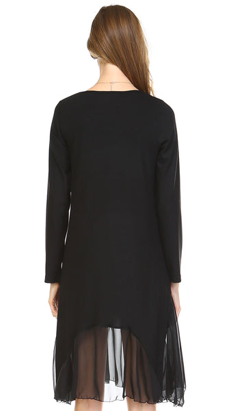 Bottom Scooped Long Sleeve Tunic Dress - Shop Lev