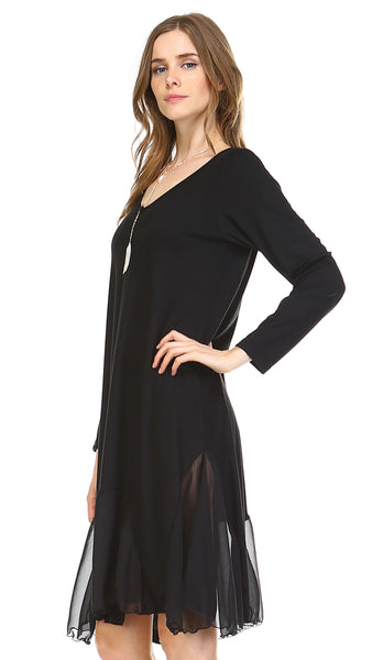 Bottom Scooped Long Sleeve Tunic Dress - Shop Lev