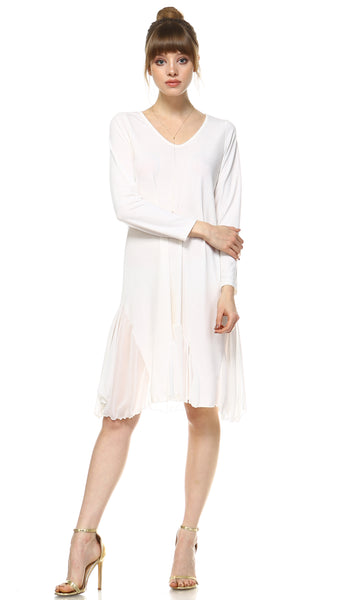 Bottom Scooped Long Sleeve Tunic Dress - Shop Lev