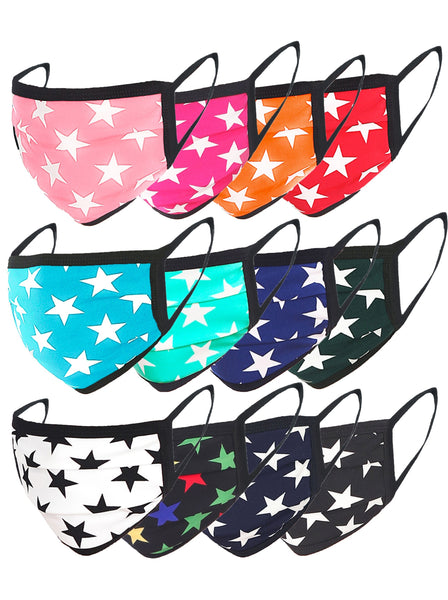 6 Pack Star Print Washable Cotton Face Mask