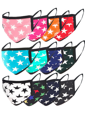 6 Pack Star Print Washable Cotton Face Mask
