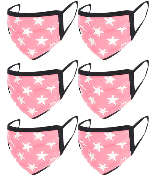6 Pack Star Print Washable Cotton Face Mask