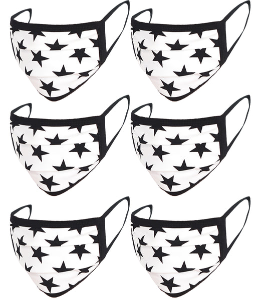 6 Pack Star Print Washable Cotton Face Mask