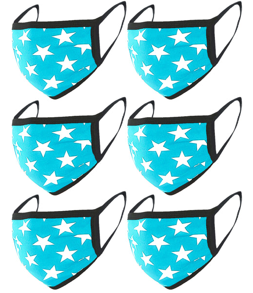 6 Pack Star Print Washable Cotton Face Mask