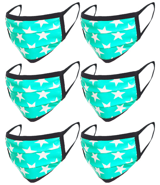 6 Pack Star Print Washable Cotton Face Mask