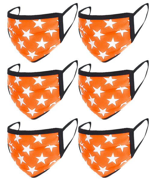 6 Pack Star Print Washable Cotton Face Mask