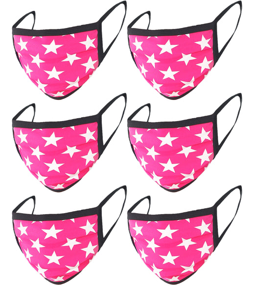 6 Pack Star Print Washable Cotton Face Mask
