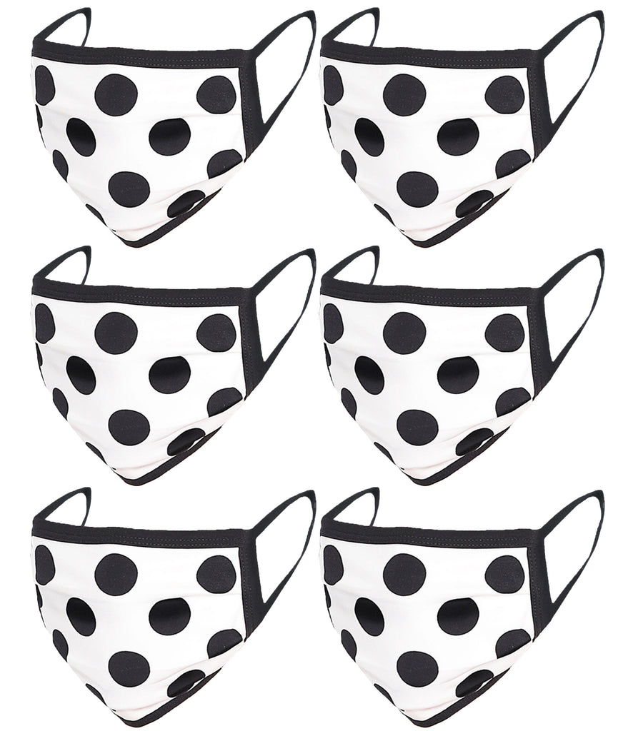 6 Pack Polka Dot Print Washable Cotton Face Mask
