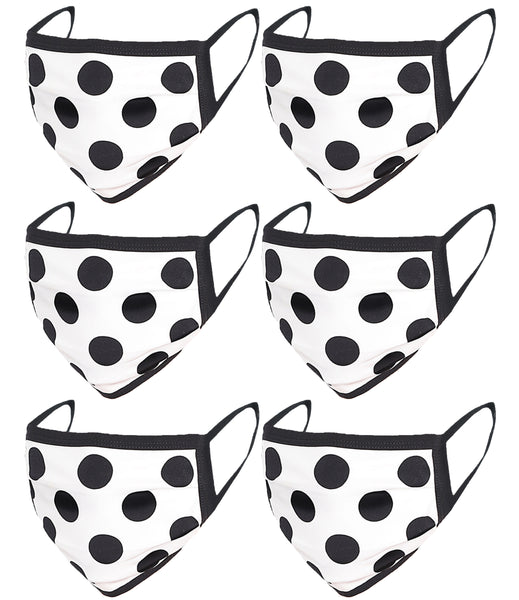 6 Pack Polka Dot Print Washable Cotton Face Mask