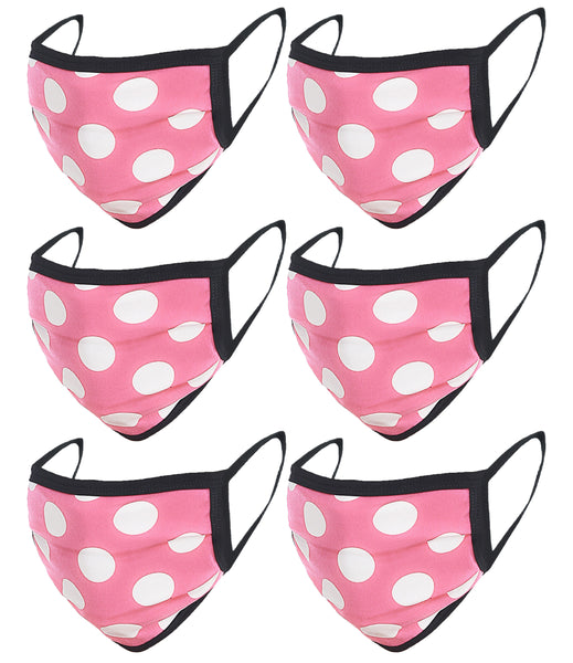 6 Pack Polka Dot Print Washable Cotton Face Mask