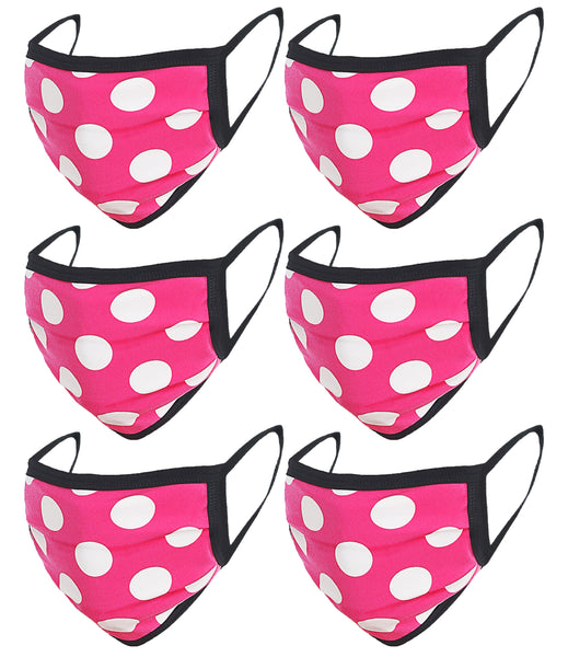6 Pack Polka Dot Print Washable Cotton Face Mask