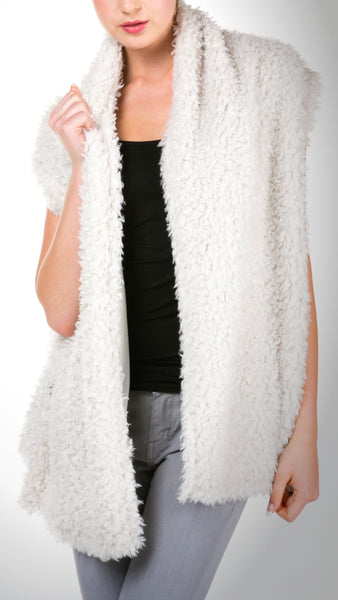 Shaggy Fur Convertible Vest and Shawl - Shop Lev