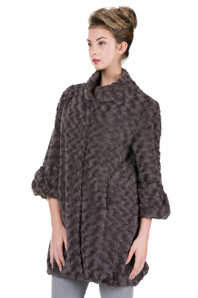 Women's Faux Fur Rose Half Coat Jacket with China Collar - Shop Lev