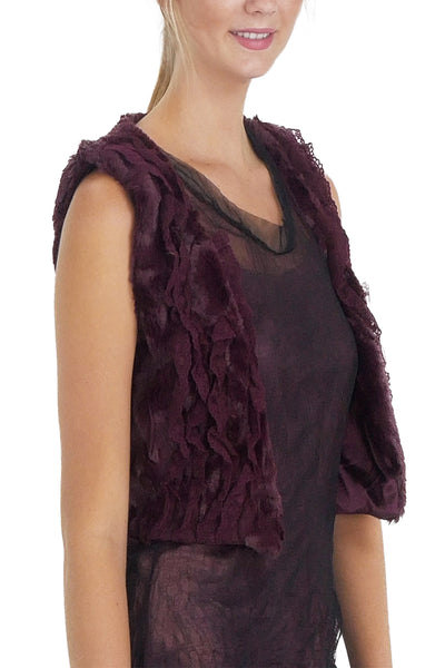 Faux Fur Lace Trimmed Mini Bolero Vest - Shop Lev