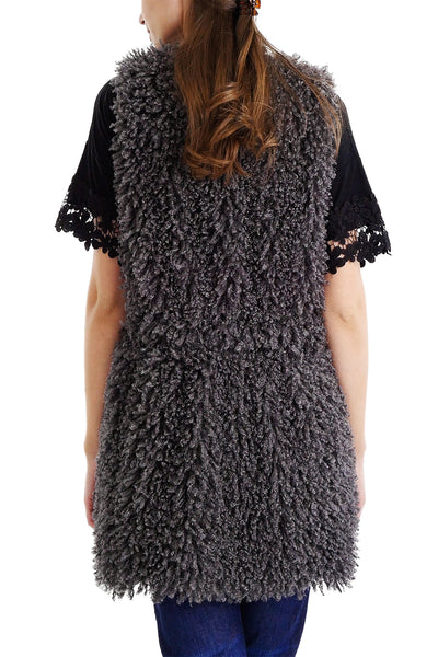 Puddle Faux Fur Button Down Midi Vest - Shop Lev